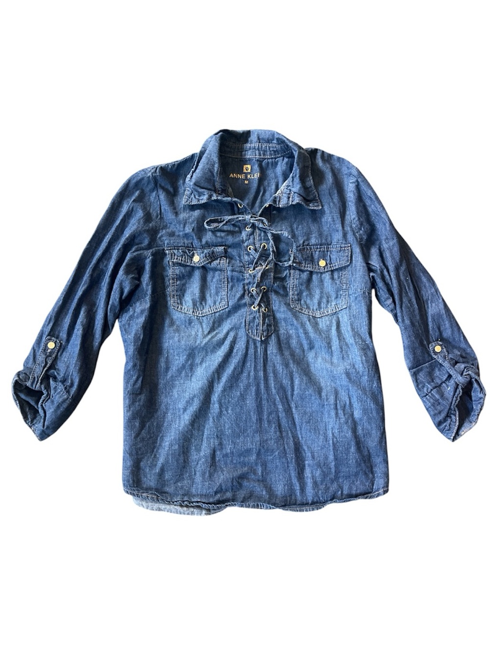 Anne Klein Girls Denim Lace-Up Jean Jacket in Blue